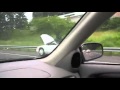 Guy Drives On Highway With Hood Up - chrysler, driving, highway, hood, sebring, wtf
