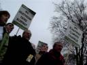 Say NO to 3rd runway demo, Lampton Park, Hounslow. Chant: \"No Third Runway; No Mixed Mode\" (end)