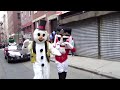 Frosty, the Nutcracker and the Gingerbread Maaan marching in the 2009 North End Christmas Parade