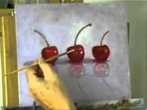 painting cherries - A modern still life painting in acrylics, 'Three Cherries'. All content including music (c)2011 Nikki Rosetti. I own all rights to all content in this video....