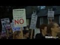Students protest outside Strauss-Kahn Cambridge Union event