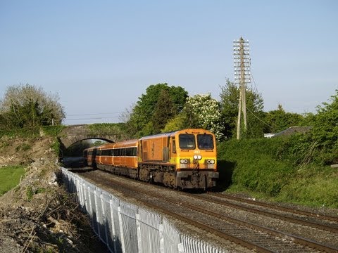 Dublin Cork Line - Irish Rail's 201 class No.203 & MK3 coaches work the 1825 Heuston-Waterford at MP9 on the Dublin-Cork line on 30-April-2007. 203 is wearing its original live...
