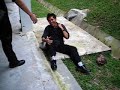 Yazid attempts a football skill The Stepover