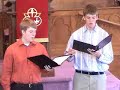 ian bannerman and ryan vamos accompanied by strathroy united church music director edith hanselman on the boston grand piano perform antonin dvorak's 