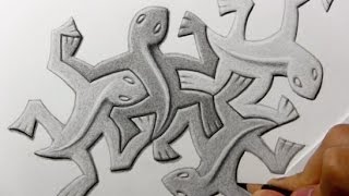 Drawing Time Lapse: M. C. Escher Lizard Pattern