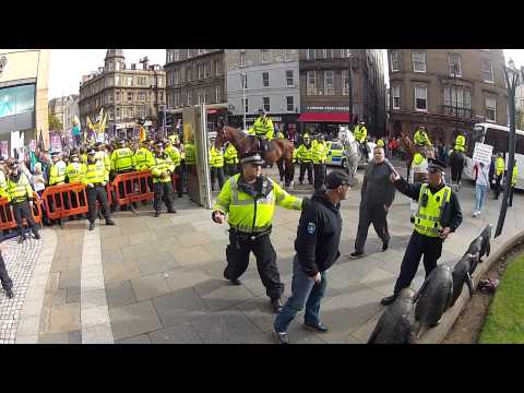 dundee - Scottish Defence League staging their demonstration in Dundee 10th October 2013 The Unite Against Fascism staged a counter demo Here are highlights of both d...