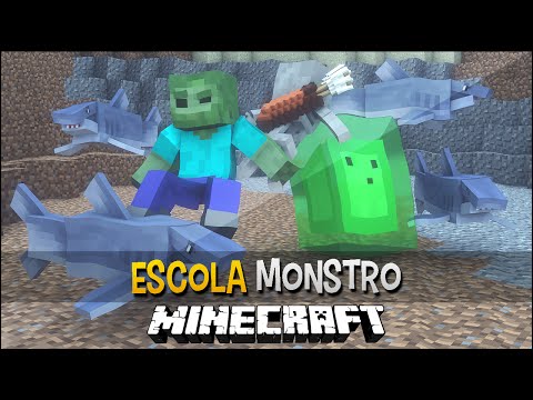 Minecraft Escola Monstro #17 - Nadando Com Tubarões !! Monster School