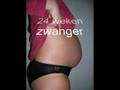 Leonie haar buik tijdens de zwangerschap (om de 4 weken)