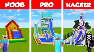 Minecraft NOOB vs PRO vs HACKER: WATER SLIDE HOUSE CHALLENGE in Minecraft / Animation