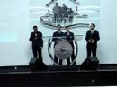 Quarteto &Eacute;drei cantando o hino Tocou-me na Catedral da Familia em Goi&acirc;nia GO.