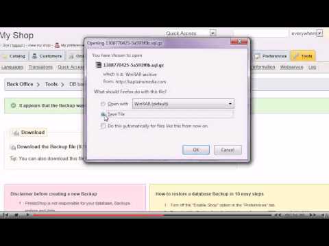 how to backup prestashop