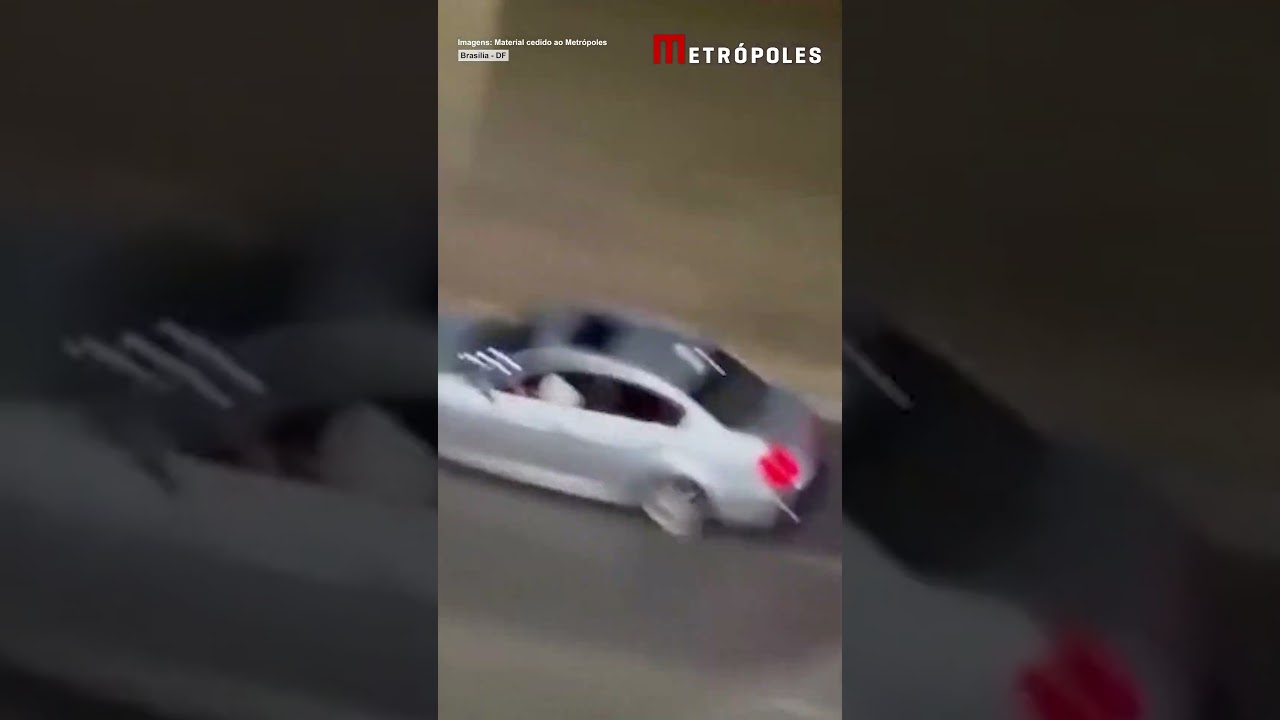 Motoristas fazem drift em rotatória em bairro nobre do DF