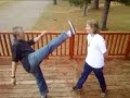 Backside roundhouse to the face.