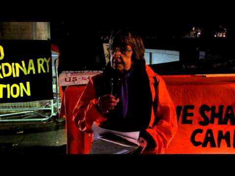 Joy Hurcombe (Save Shaker Aamer Campaign) speaks at LGC demo, 6 November 2012V