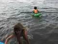 Caleb and Emma swim at Grampa Rod's/Gramma Pam's