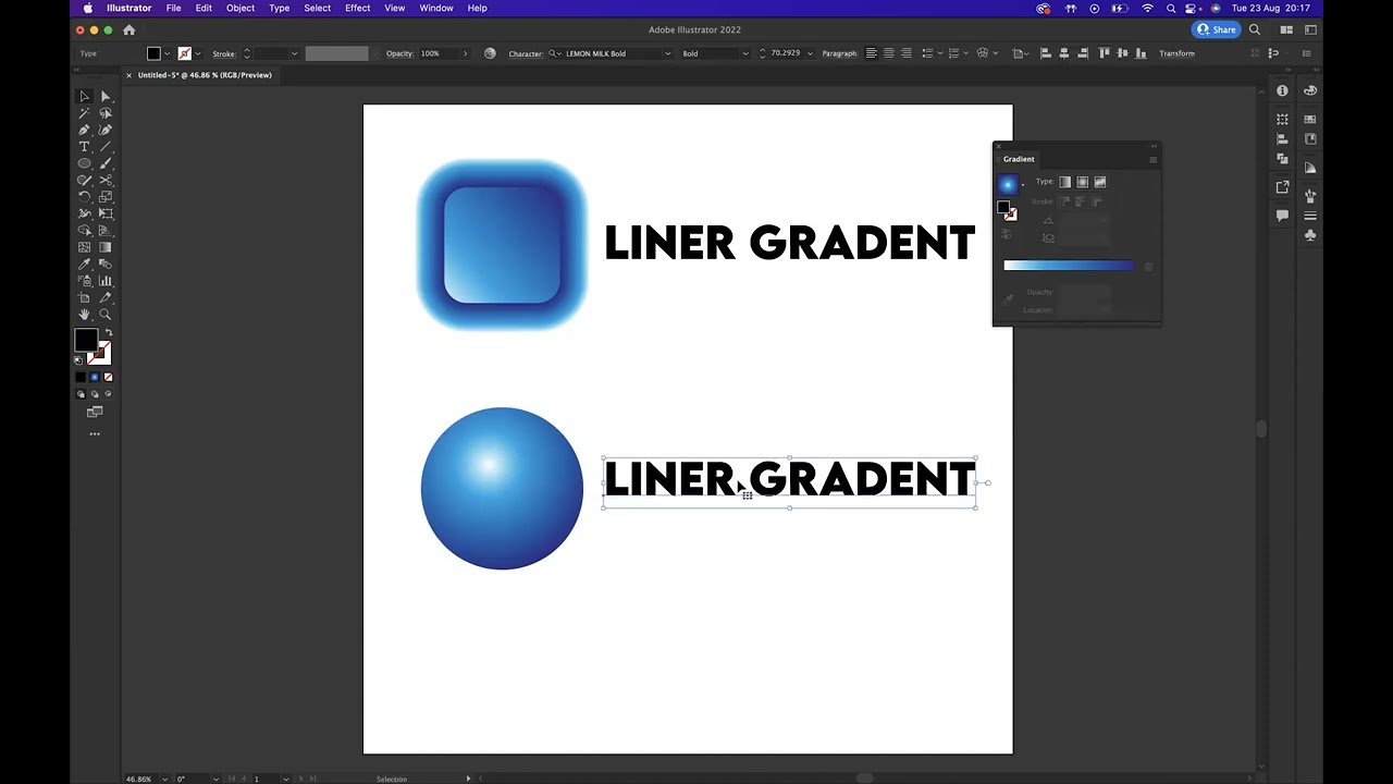 3 types of gradients - Adobe Illustrator