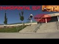 Skateboarding in shack made of shingles