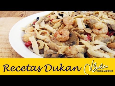 Adelgazar: Tallarimis con verduras y gambas (Dieta Dukan Crucero) / Shrimp Tallarimis