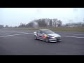 Simon Reinberth is driving an Audi RS4 race car on a snowing Sturup race way