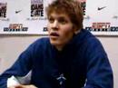 Matt Stucki talks to the media after Idaho State's 67-58 win over Montana State on Tuesday, February 27.