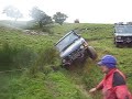 RDS ENG winching Range Rover on its side