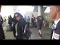 wednesday, april 10, 2013: salma hayek was spotted getting off an overnight flight into la from paris. the star looked amazing in dark denim, a striped t-shi...