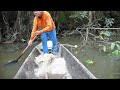 the grandfather, sacario, sets the net for some piranhas and hopefully some catfish
