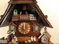 Whimsical and sometimes realistic animations such as this one were commonly reproduced mechanically in the Black Forest sence teh early Nineteenth Century. Here, a woman beats her stitching husband over the head with a rolling pin. One strike for each hour. The tailor moves his sewing with the motion of the pendulum. The scene recalls the Grimm Brothers' story about the tailor who, with one blow killed seven flies that were gathering around his fresh jam. He was so proud he made a belt and stitched on the lettering 