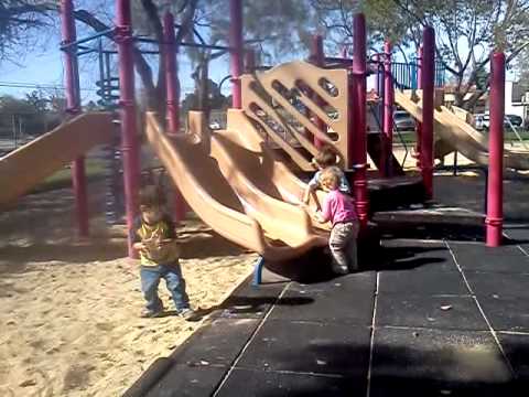 Lotus putting sand on the slide