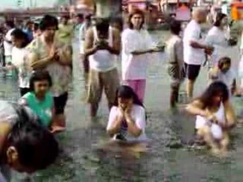 bathing in ganga - Devotees of Hinduism bathe in the Ganges.