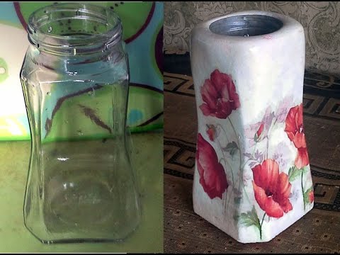 Ваза из банки декупаж Ваза из банки декупаж