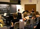 my mom played violin with me as i played flute along with a pianist. we played bach's sonata in e minor