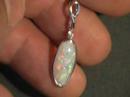 18k White Gold Solid Crystal Opal Pendant