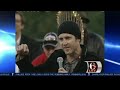 chase utley speaks to the crowd at the parade of 