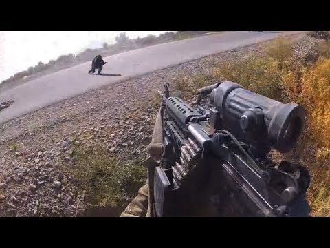 gunner - While heading back to FOB Sperwan Ghar in Kandahar province Afghanistan, taliban fighters ambush a US Army patrol. The reason the patrol is staying on the road is because the threat of IED's...