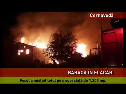 O baracă-adăpost din Cernavodă, mistuită de flăcări