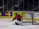 Parise making saves during warm ups