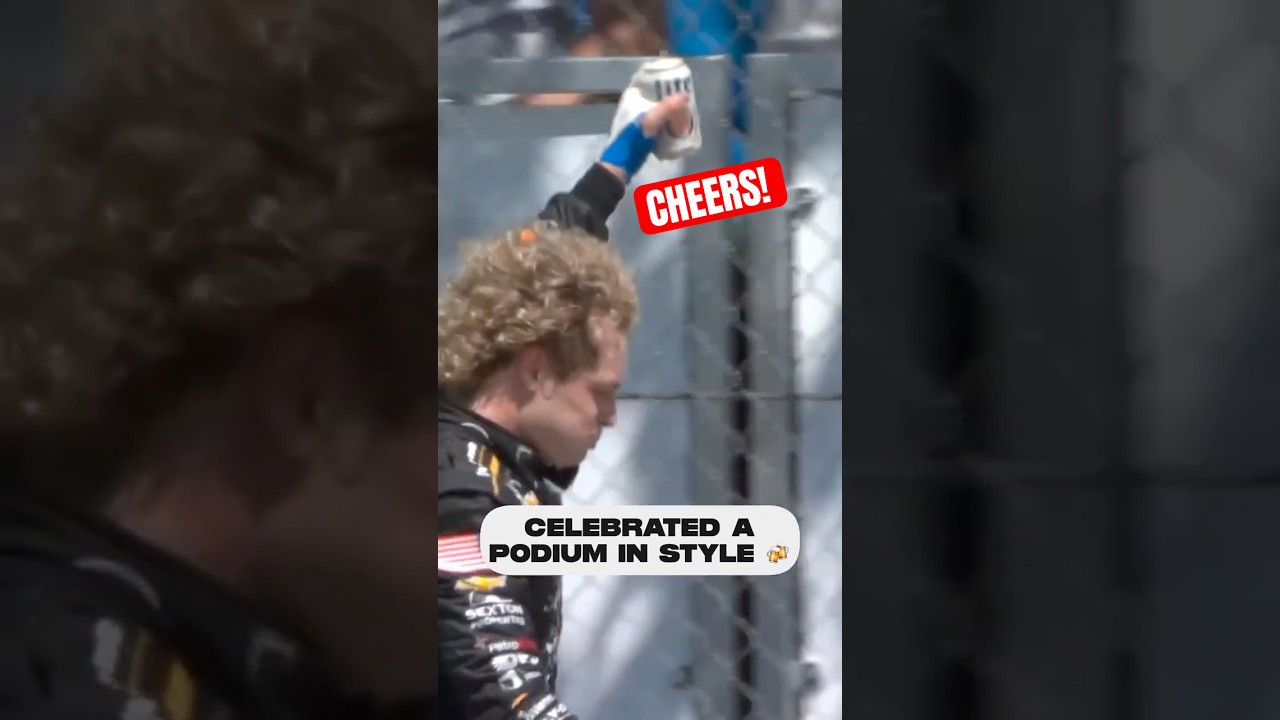 Is this the best way to celebrate at Road America? 🍻 #indycar #racing #SantinoFerrucci