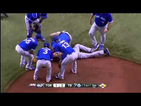 happ - Blue Jays vs Rays JA Happ Hit In Head.