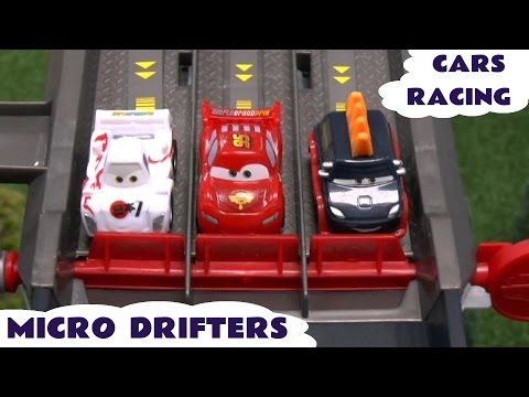 micro - Micro Drifters and Angry Birds Telepod Racers. Play Doh starting lights. Lego minifigure crowd including Simpsons and Lego Movie characters. Disney Pixar Cars 2 Lightning McQueen Kabuto Shu...