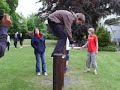 young boy does backflip