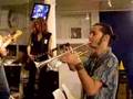 Paul Kostabi plays the drums