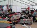 Equiptment tent is filling up