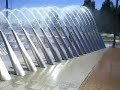Running through fountain