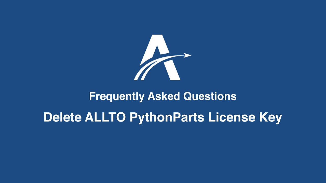 Delete ALLTO Building PythonParts License Key