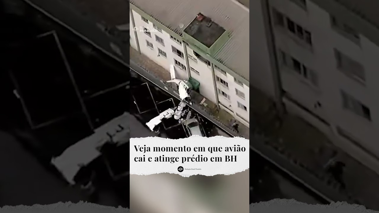 Veja momento em que avião cai e atinge prédio em BH