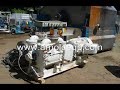 http://www.arnoldeqp.com/5478   (1) - used 5 ft. dia. x 3 ft. face sanitary rotary vacuum filter system.  47 sq. ft. precoat design with advancing knife discharge.  t-316 stainless steel construction including frame.  with containment hood.  built by filtration services ltd.  model 5x3 rdvf.  with poly drainage grids and jacketed feed trough. 0.55 kw variable speed drum drive.  0.75 kw oscillating trough agitator.  variable speed advancing knife motor.  with hick hargreaves vacuum pump, model shr-1750 with drive.  rated 650 cfm at 15 in. hg.  robbins and myers moyno filtrate pump, model b2fssf-4sae.  20 in. dia. x 40 in. filtrate receiver.  cake wash assembly.  cake pinch roller.  unit built in 2000.  prior use - food service.