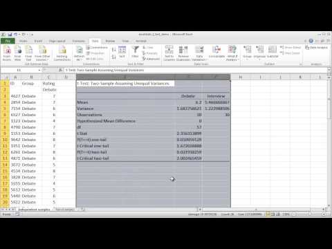 how to use t test in excel 2010