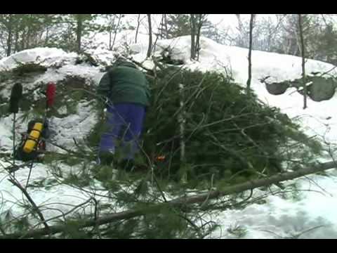 wilderness survival - Paul teaches on how to build a shelter, start a fire, melt snow, and signs of hypothermia. Shelter built with only a knife and fire started with a flint. For...