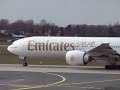 Emirates Boeing 777-300ER is taking-off in D�sseldorf